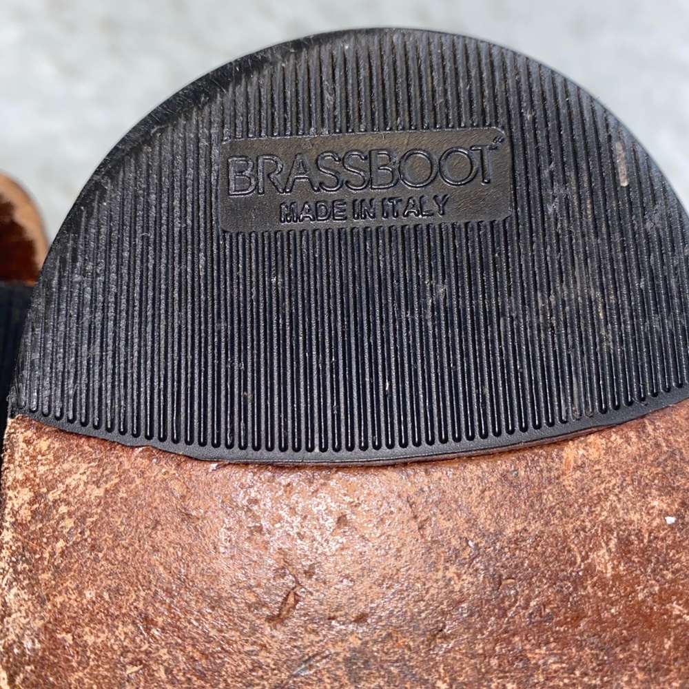 Brass Boot Leather Made in Italy Box toe buckle loafers - Picture 8 of 9